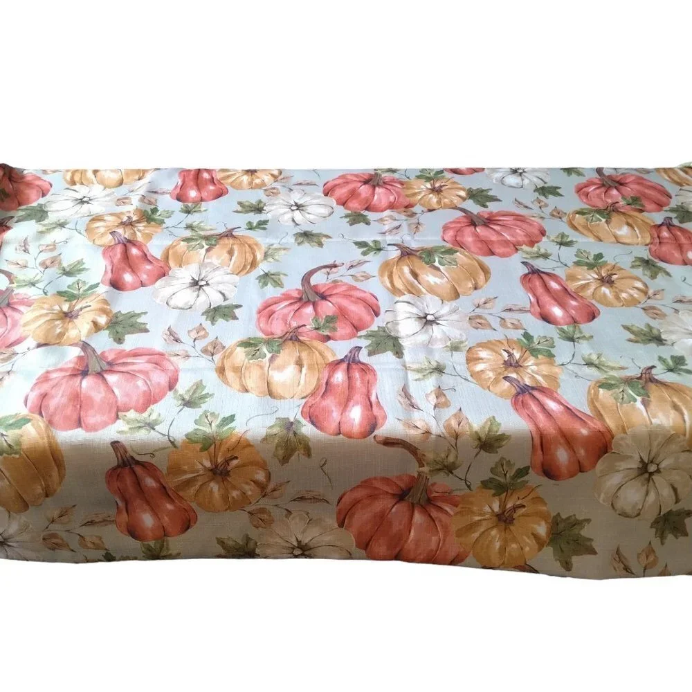 Fall Pumpkin Gourd Rectangular 60 X 82 Fabric Tablecloth Farmhouse Harvest